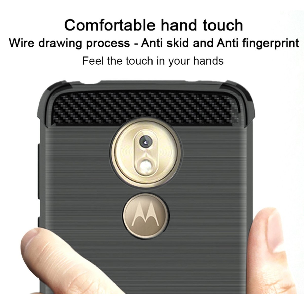 Funda Gel Tpu Anti-Shock Carbon Negra para Motorola Moto G7 Play
