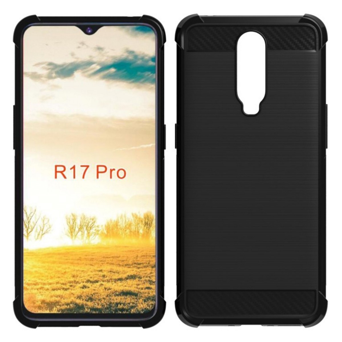 Funda Gel Tpu Anti-Shock Carbon Negra para Oppo RX17 Pro