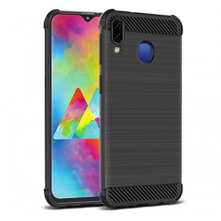 Funda Gel Tpu Anti-Shock Carbon Negra para Samsung Galaxy M20