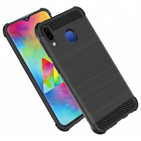 Funda Gel Tpu Anti-Shock Carbon Negra para Samsung Galaxy M20