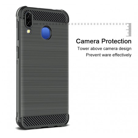 Funda Gel Tpu Anti-Shock Carbon Negra para Samsung Galaxy M20