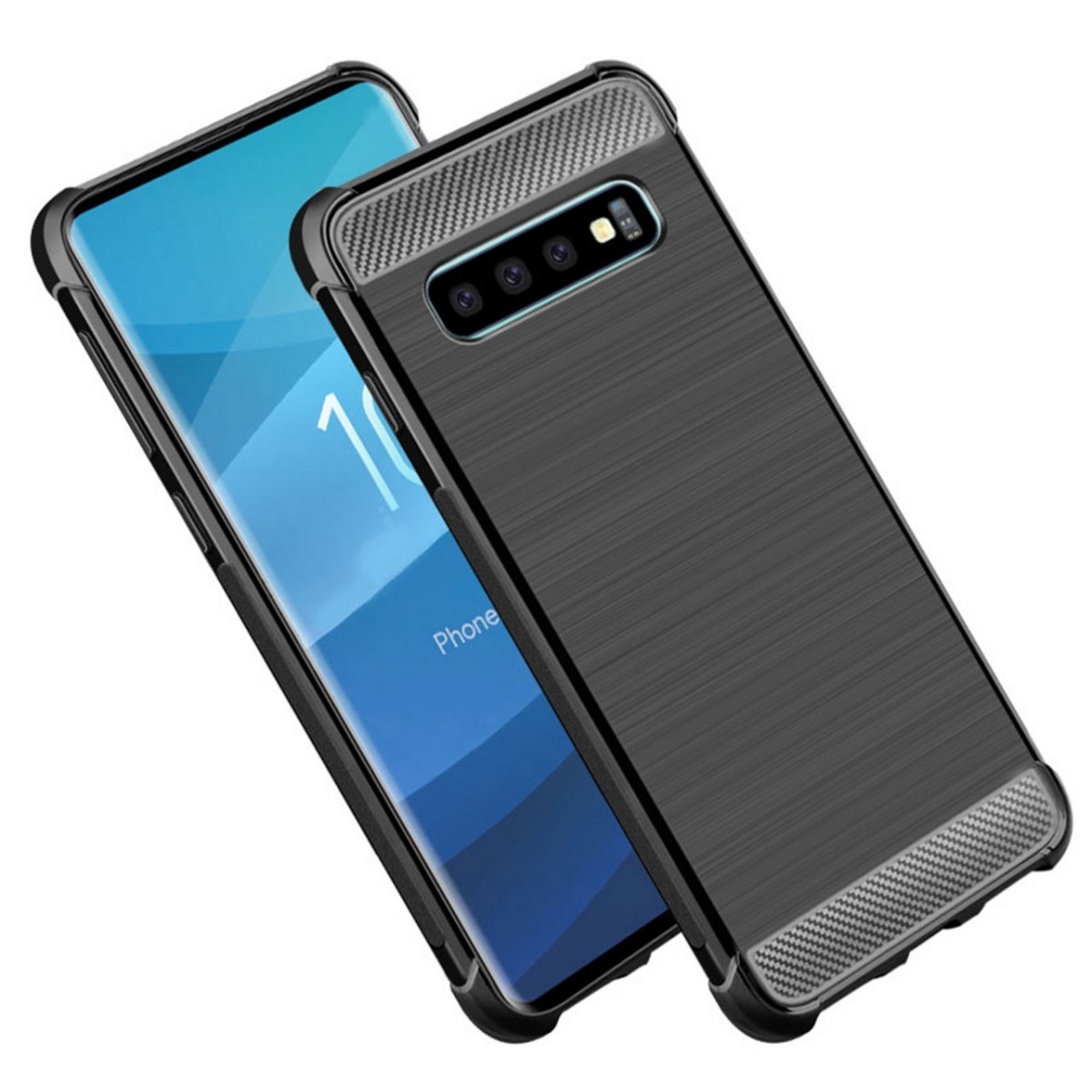 Funda Gel Tpu Anti-Shock Carbon Negra para Samsung Galaxy S10