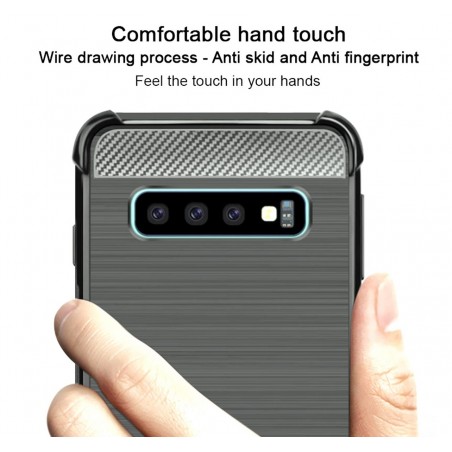 Funda Gel Tpu Anti-Shock Carbon Negra para Samsung Galaxy S10