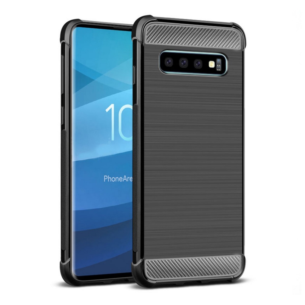 Funda Gel Tpu Anti-Shock Carbon Negra para Samsung Galaxy S10 Plus