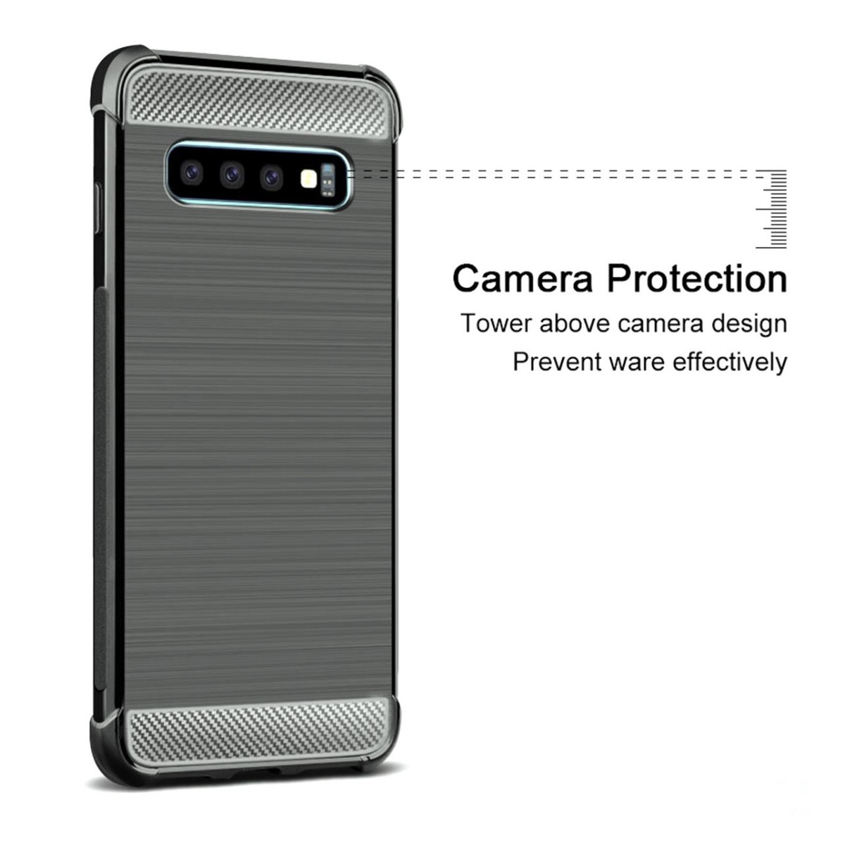 Funda Gel Tpu Anti-Shock Carbon Negra para Samsung Galaxy S10 Plus