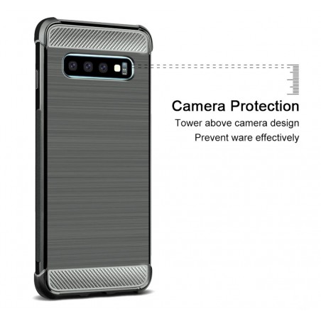 Funda Gel Tpu Anti-Shock Carbon Negra para Samsung Galaxy S10 Plus