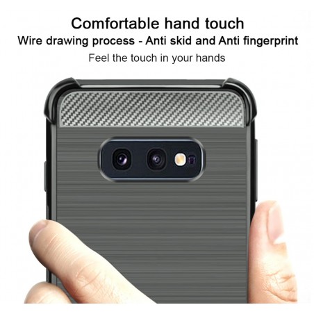 Funda Gel Tpu Anti-Shock Carbon Negra para Samsung Galaxy S10e