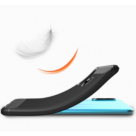 Funda Gel Tpu Tipo Carbon Negra para Huawei P30 Lite