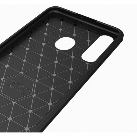 Funda Gel Tpu Tipo Carbon Negra para Huawei P30 Lite