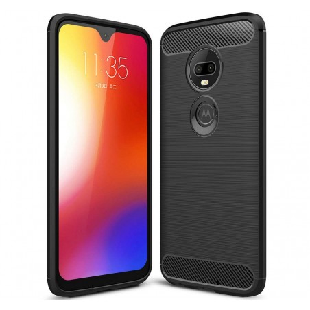 Funda Gel Tpu Tipo Carbon Negra para Motorola Moto G7 / G7 Plus