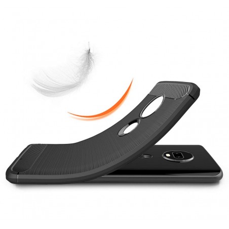 Funda Gel Tpu Tipo Carbon Negra para Motorola Moto G7 / G7 Plus