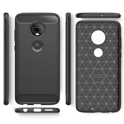 Funda Gel Tpu Tipo Carbon Negra para Motorola Moto G7 / G7 Plus