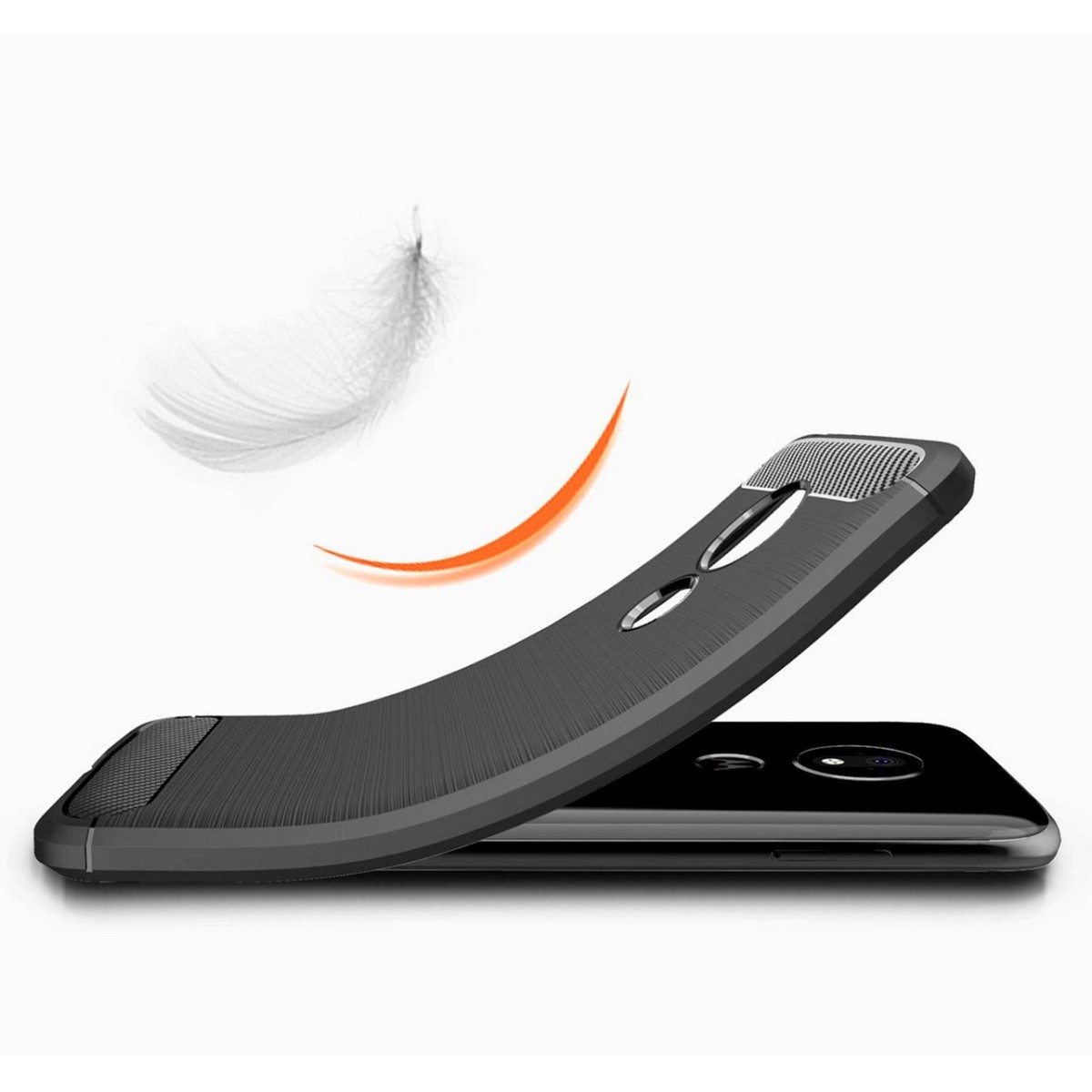Funda Gel Tpu Tipo Carbon Negra para Motorola Moto G7 Play