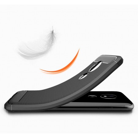 Funda Gel Tpu Tipo Carbon Negra para Motorola Moto G7 Play