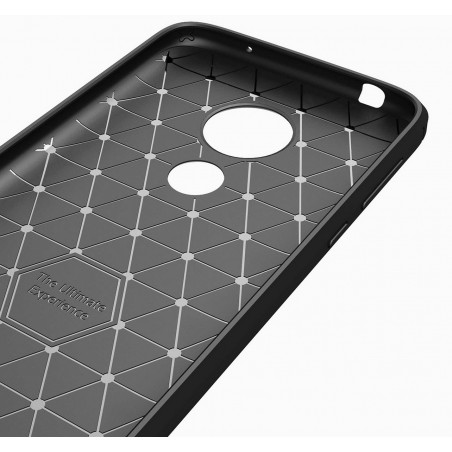 Funda Gel Tpu Tipo Carbon Negra para Motorola Moto G7 Play