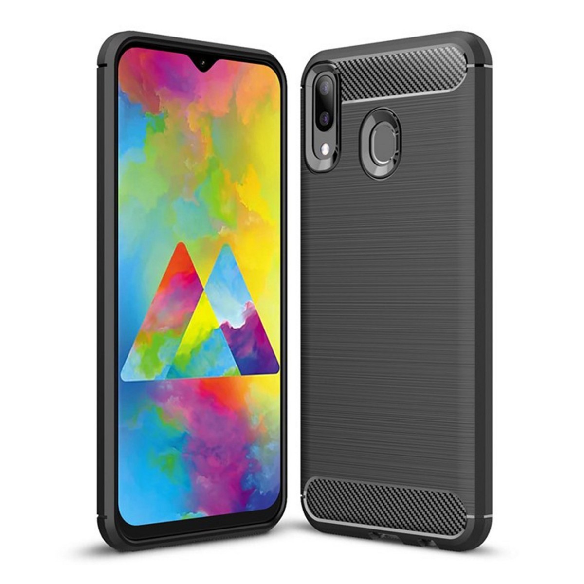 Funda Gel Tpu Tipo Carbon Negra para Samsung Galaxy M20