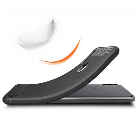 Funda Gel Tpu Tipo Carbon Negra para Samsung Galaxy M20