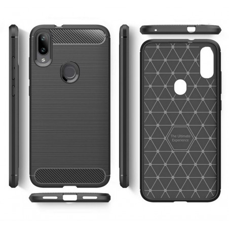 Funda Gel Tpu Tipo Carbon Negra para Samsung Galaxy M20