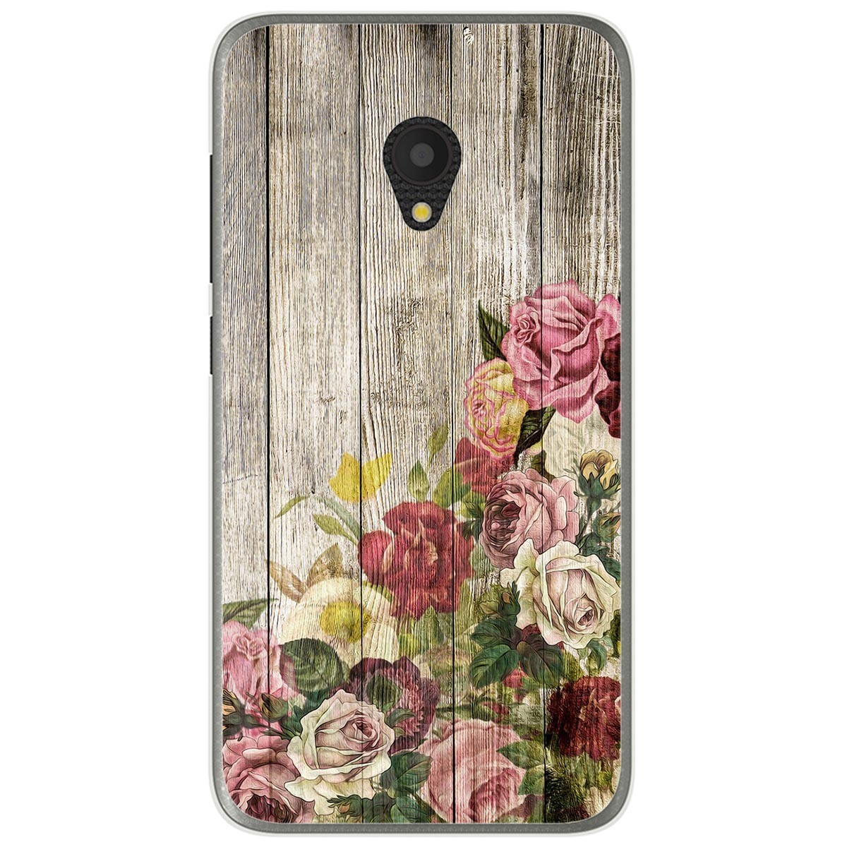 Funda Gel Tpu para Alcatel U5 (4G) / Orange Rise 52 diseño Madera 08 Dibujos