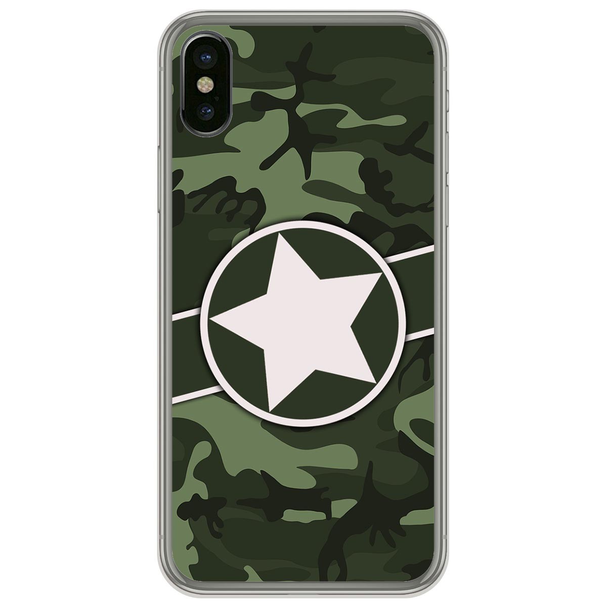 Funda Gel Tpu para Iphone  X / Xs diseño Camuflaje 01 Dibujos