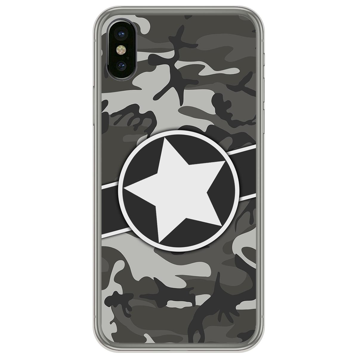 Funda Gel Tpu para Iphone  X / Xs diseño Camuflaje 02 Dibujos