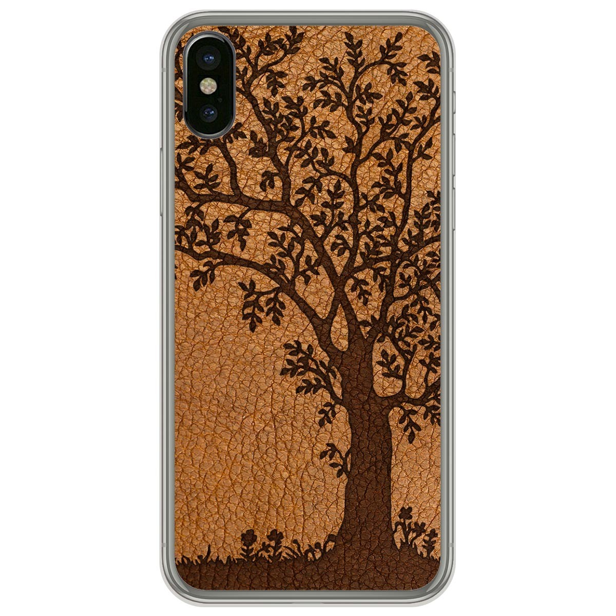 Funda Gel Tpu para Iphone  X / Xs diseño Cuero 03 Dibujos