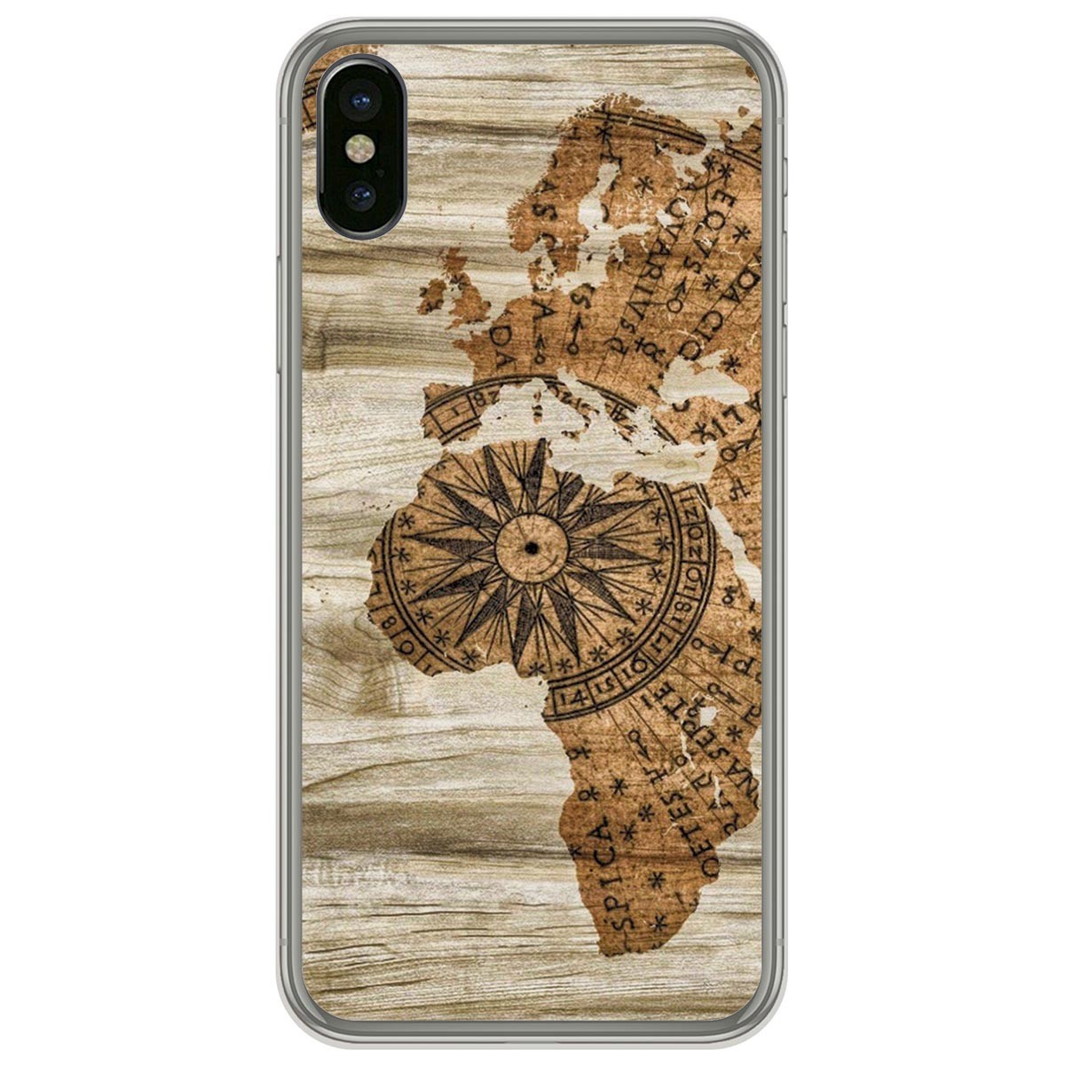 Funda Gel Tpu para Iphone  X / Xs diseño Madera 07 Dibujos