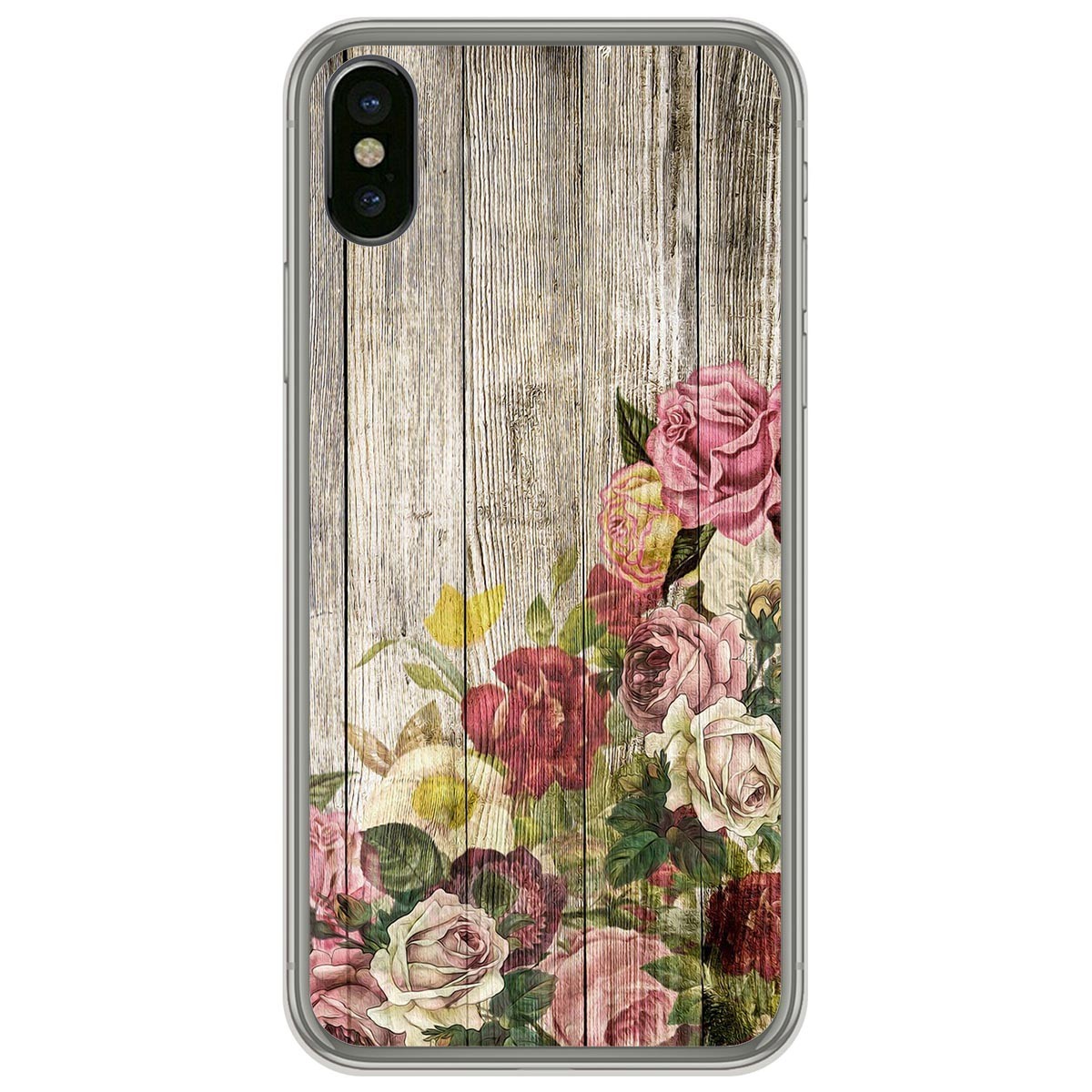 Funda Gel Tpu para Iphone  X / Xs diseño Madera 08 Dibujos