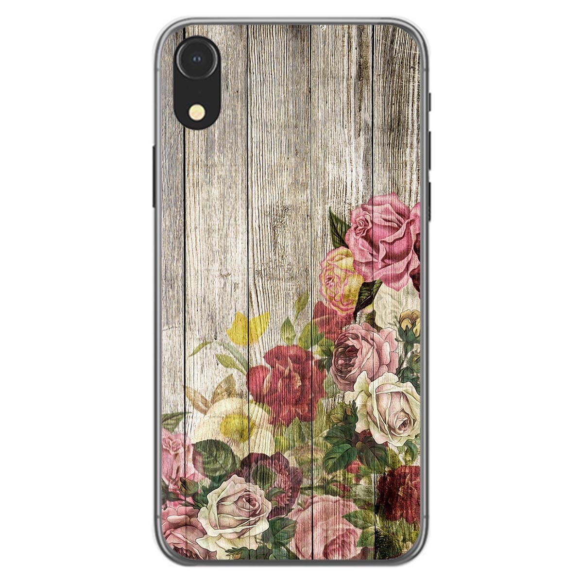Funda Gel Tpu para Iphone Xr diseño Madera 08 Dibujos