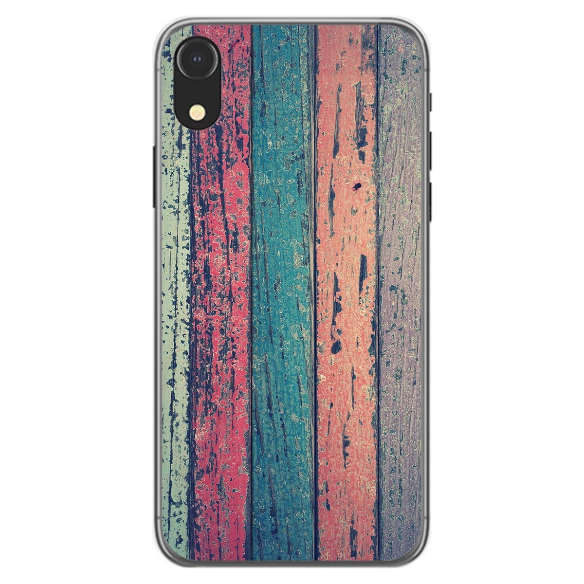 Funda Gel Tpu para Iphone Xr diseño Madera 10 Dibujos