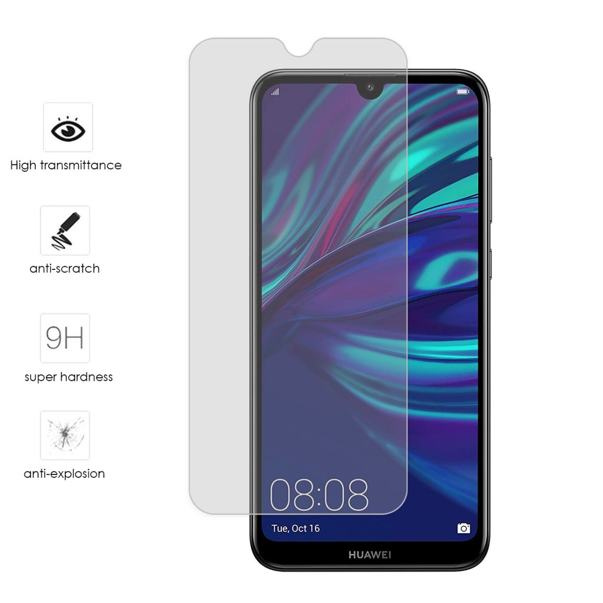 Protector Cristal Templado para Huawei Y7 2019 vidrio