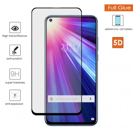 Protector Cristal Templado Completo 5D Full Glue Negro para Huawei Honor View 20 Vidrio