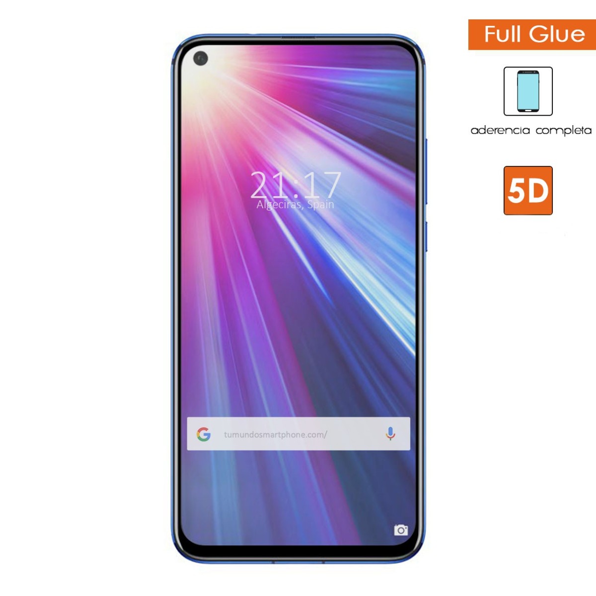 Protector Cristal Templado Completo 5D Full Glue Negro para Huawei Honor View 20 Vidrio