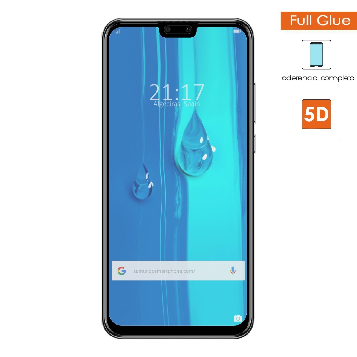 Protector Cristal Templado Completo 5D Full Glue Negro para Huawei Y9 2019 Vidrio