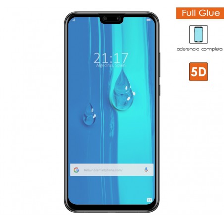 Protector Cristal Templado Completo 5D Full Glue Negro para Huawei Y9 2019 Vidrio