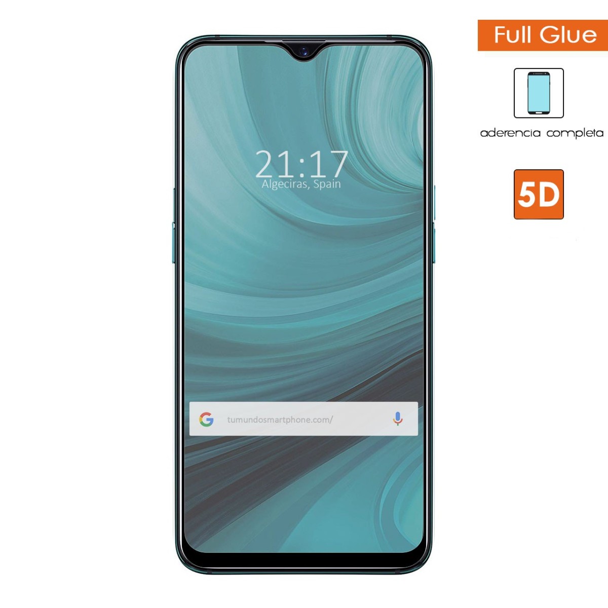 Protector Cristal Templado Completo 5D Full Glue Negro para Oppo AX7 Vidrio