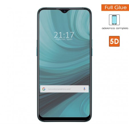 Protector Cristal Templado Completo 5D Full Glue Negro para Oppo AX7 Vidrio