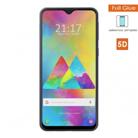 Protector Cristal Templado Completo 5D Full Glue Negro para Samsung Galaxy M20 Vidrio