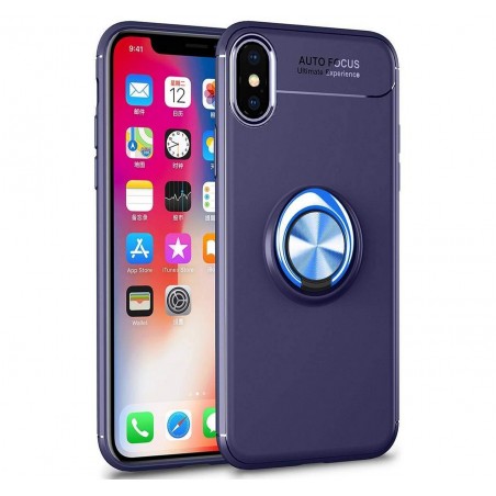 Funda Magnetica Soporte con Anillo Giratorio 360 para Iphone XS Max color Azul