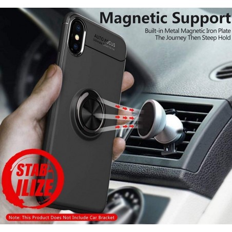 Funda Magnetica Soporte con Anillo Giratorio 360 para Iphone XS Max color Azul