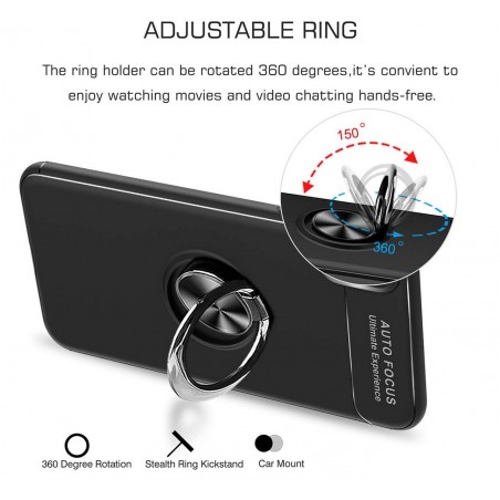 Funda Magnetica Soporte con Anillo Giratorio 360 para Iphone XS Max color Negra