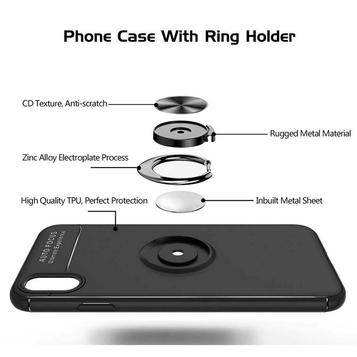 Funda Magnetica Soporte con Anillo Giratorio 360 para Iphone XS Max color Roja