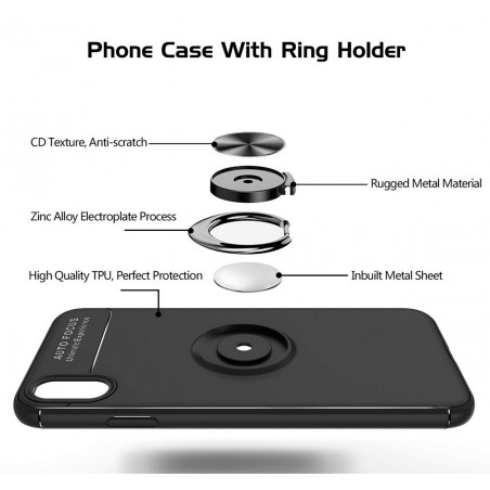 Funda Magnetica Soporte con Anillo Giratorio 360 para Iphone XS Max color Roja