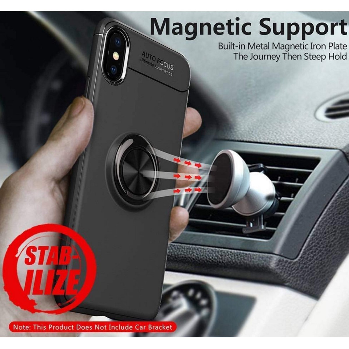 Funda Magnetica Soporte con Anillo Giratorio 360 para Iphone XS Max color Roja