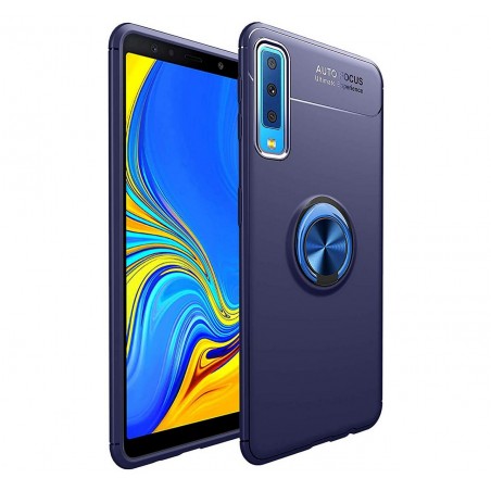 Funda Magnetica Soporte con Anillo Giratorio 360 para Samsung Galaxy A7 2018 color Azul