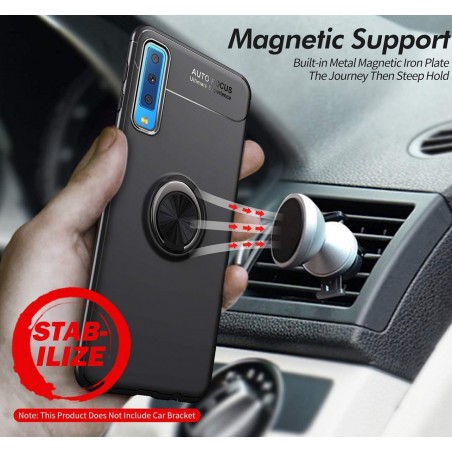 Funda Magnetica Soporte con Anillo Giratorio 360 para Samsung Galaxy A7 2018 color Azul