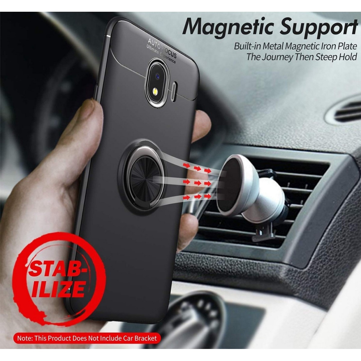 Funda Magnetica Soporte con Anillo Giratorio 360 para Samsung Galaxy j4+ Plus color Azul