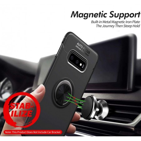 Funda Magnetica Soporte con Anillo Giratorio 360 para Samsung Galaxy S10 Plus color Roja