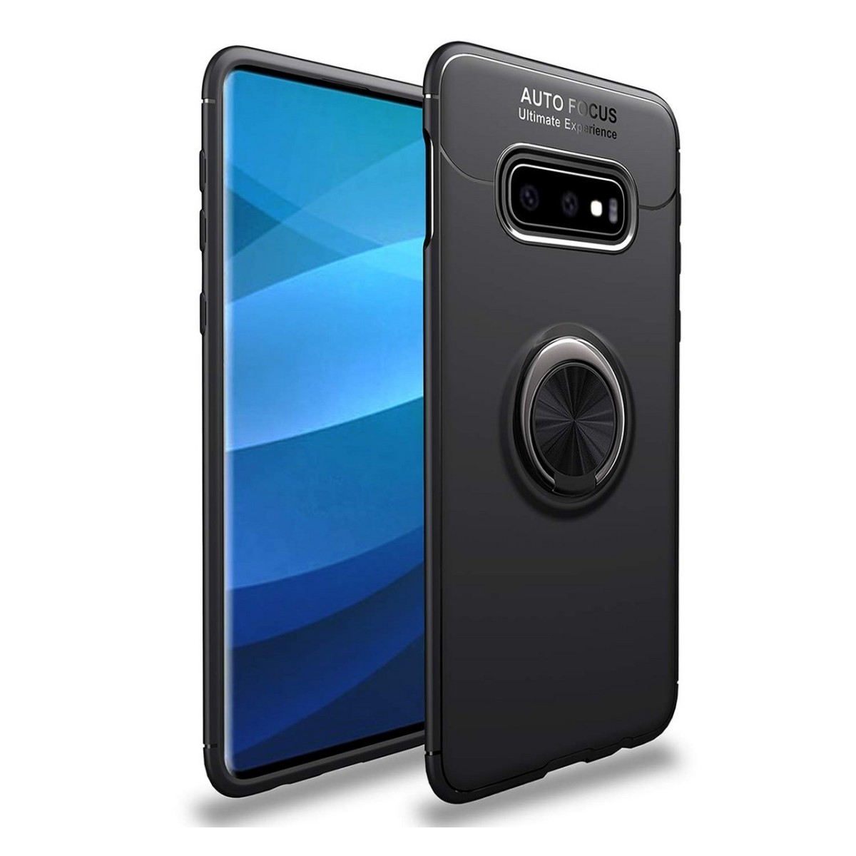 Funda Magnetica Soporte con Anillo Giratorio 360 para Samsung Galaxy S10e color Negra