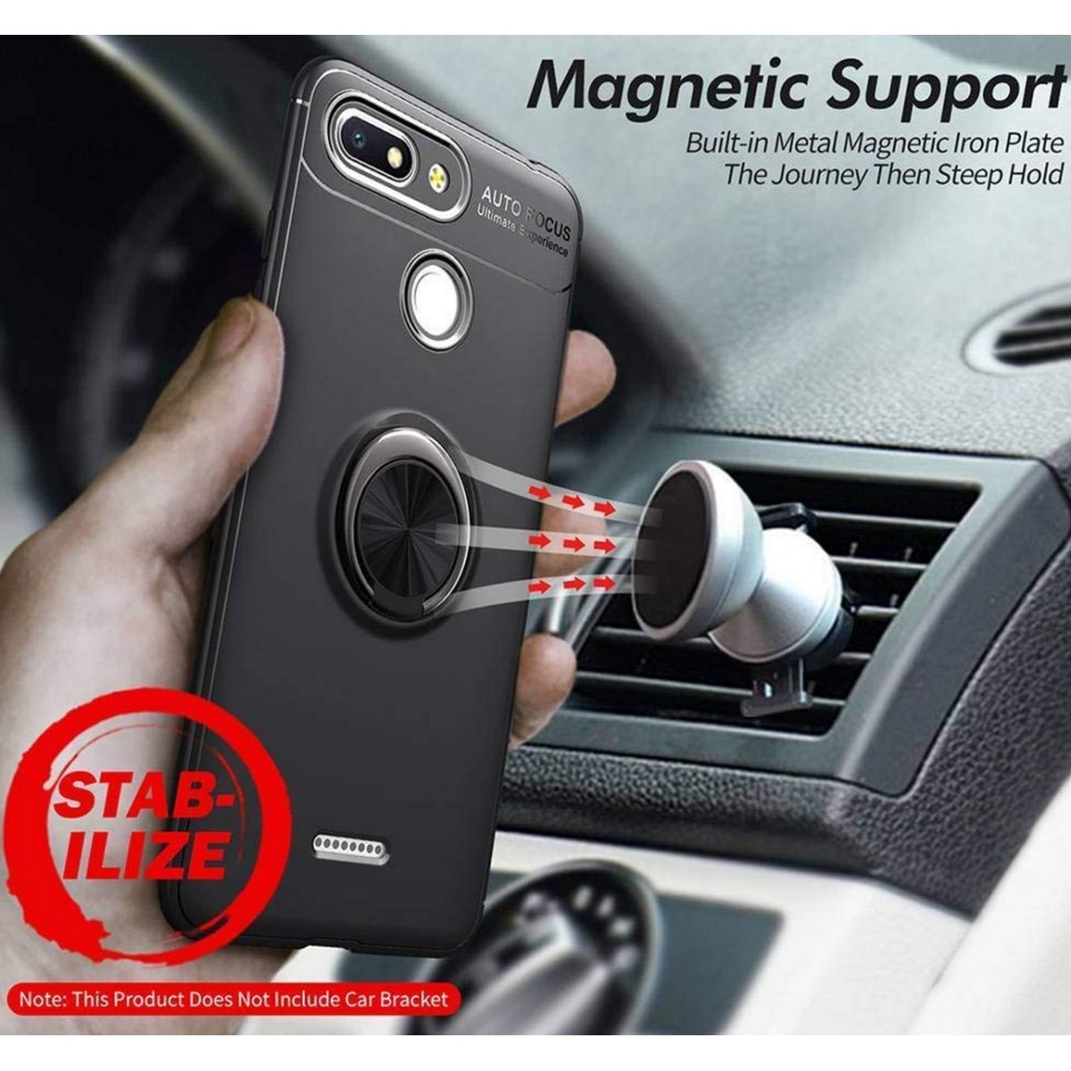 Funda Magnetica Soporte con Anillo Giratorio 360 para Xiaomi Redmi 6 color Azul